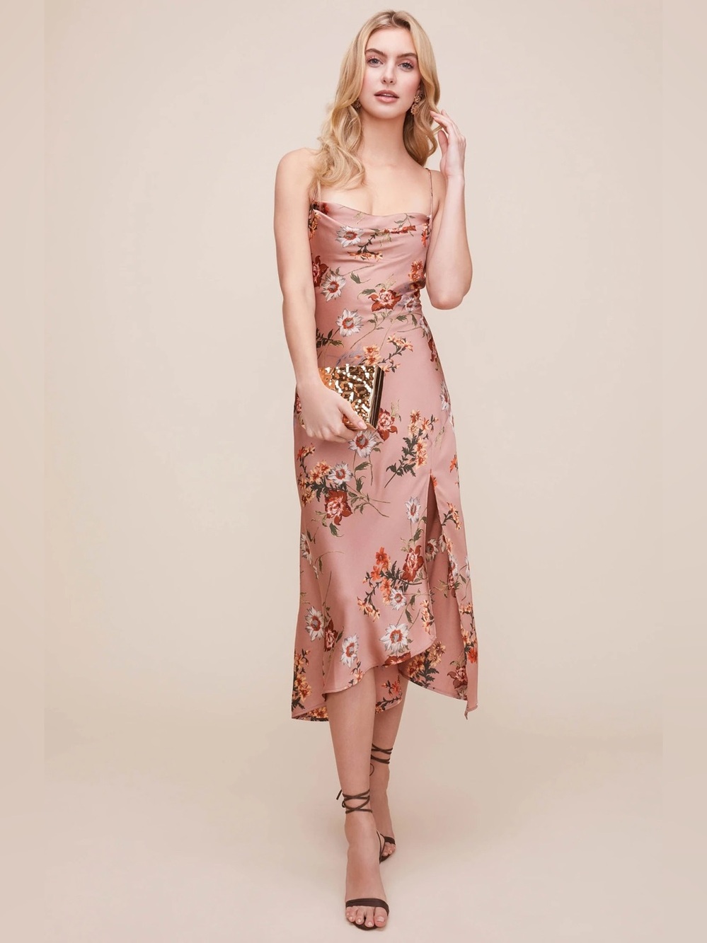 ASTR THE LABEL Gaia Floral Midi Dress Dusty Floral Size Medium